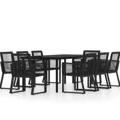 vidaXL - 9-delige Tuinset - Zwart PVC rattan en staal - 200x100 cm Clearance