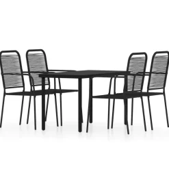 vidaXL - 5-delige Tuinset - Zwart katoenen touw en staal - 140x70 cm Discount