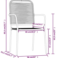 vidaXL - 5-delige Tuinset - Zwart katoenen touw en staal - 140x70 cm Discount