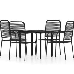 vidaXL - 5-delige Tuinset - Zwart katoenen touw en staal - 80x80 cm