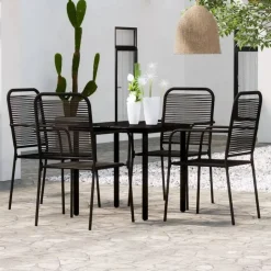 vidaXL - 5-delige Tuinset - Zwart katoenen touw en staal - 80x80 cm