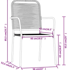 vidaXL - 5-delige Tuinset - Zwart katoenen touw en staal - 80x80 cm