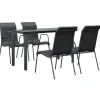 vidaXL - 5-delige Tuinset - Zwart - Textileen met voering en staal - 140x70 cm Best