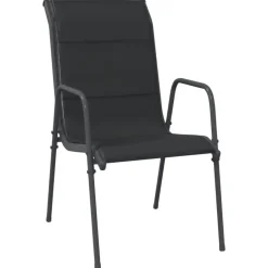 vidaXL - 5-delige Tuinset - Zwart - Textileen met voering en staal - 140x70 cm Best