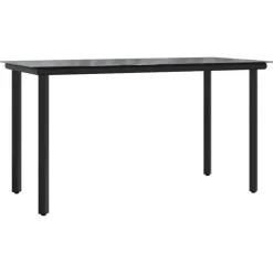 vidaXL - 5-delige Tuinset - Zwart - Textileen met voering en staal - 140x70 cm Best