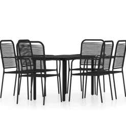 vidaXL - 7-delige Tuinset - Zwart katoenen touw en staal - 140x70 cm Hot