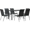 vidaXL - 7-delige Tuinset - Zwart - Textileen met voering en staal - 140x70 cm Clearance