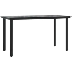 vidaXL - 7-delige Tuinset - Zwart - Textileen met voering en staal - 140x70 cm Clearance