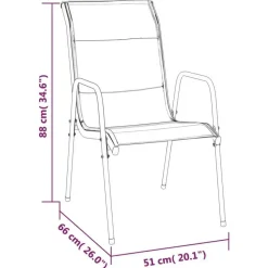 vidaXL - 7-delige Tuinset - Zwart - Textileen met voering en staal - 140x70 cm Clearance