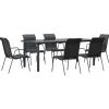 vidaXL - 7-delige Tuinset - Zwart - Textileen met voering en staal - 200x100 cm Online