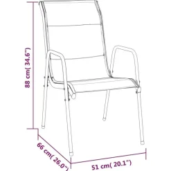 vidaXL - 7-delige Tuinset - Zwart - Textileen met voering en staal - 200x100 cm Online