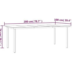 vidaXL - 7-delige Tuinset - Zwart - Textileen met voering en staal - 200x100 cm Online