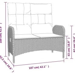 vidaXL - 4-delige Tuinset bank en verstelbare stoelen - Grijs - 160x80 cm Clearance