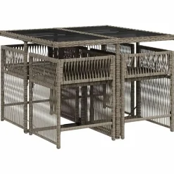 vidaXL - 5-delige Tuinset donkergrijs kussens - PE rattan en staal - 110x106 cm Sale