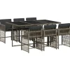 vidaXL - 7-delige Tuinset donkergrijs kussens - PE rattan en staal - 110x106 cm New
