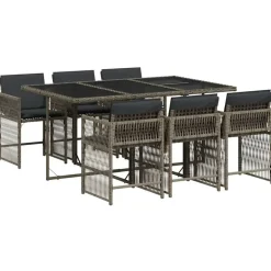 vidaXL - 7-delige Tuinset donkergrijs kussens - PE rattan en staal - 110x106 cm New