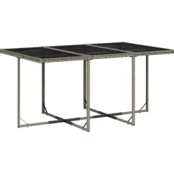 vidaXL - 7-delige Tuinset donkergrijs kussens - PE rattan en staal - 110x106 cm New