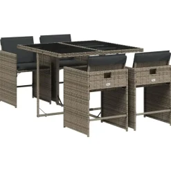 vidaXL - 5-delige Tuinset donkergrijs kussens - Grijs poly rattan - 110x106 cm Sale