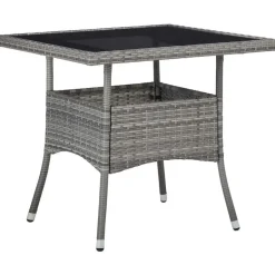 vidaXL - 5-delige Tuinset grijs - Poly rattan en glas - 80x80 cm