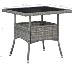 vidaXL - 5-delige Tuinset grijs - Poly rattan en glas - 80x80 cm