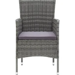 vidaXL - 5-delige Tuinset grijs - Poly rattan en glas - 80x80 cm