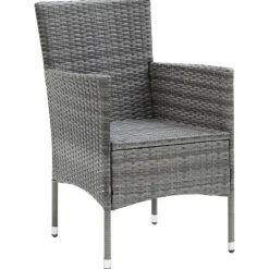 vidaXL - 5-delige Tuinset grijs - Poly rattan en glas - 80x80 cm