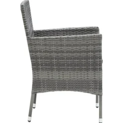 vidaXL - 5-delige Tuinset grijs - Poly rattan en glas - 80x80 cm
