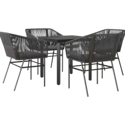 vidaXL - 5-delige Tuinset grijs kussens - Zwart PE rattan en staal - 80x80 cm Hot