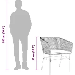 vidaXL - 5-delige Tuinset grijs kussens - Zwart PE rattan en staal - 80x80 cm Hot