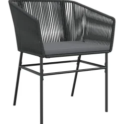 vidaXL - 5-delige Tuinset grijs kussens - Zwart PE rattan en staal - 80x80 cm Hot