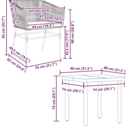 vidaXL - 5-delige Tuinset grijs kussens - Zwart PE rattan en staal - 80x80 cm Hot