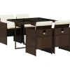 vidaXL - 5-delige Tuinset met wit kussens - Bruin - Poly rattan - 110x106 cm Hot