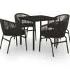vidaXL - 5-delige Tuinset met kussens - Zwart PVC-rattan en staal - 80x80 cm