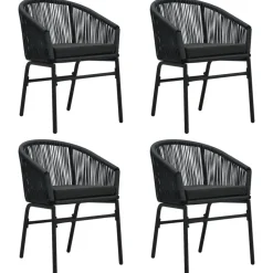 vidaXL - 5-delige Tuinset met kussens - Zwart PVC-rattan en staal - 80x80 cm