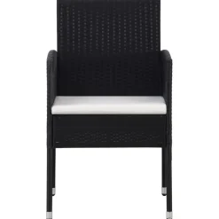 vidaXL - 5-delige Tuinset met wit kussens - Zwart poly rattan - 85x85 cm tafel Best