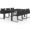 vidaXL - 7-delige Tuinset met kussens - Zwart - PVC-rattan - 184.5x90 cm New