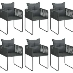 vidaXL - 7-delige Tuinset met kussens - Zwart - PVC-rattan - 184.5x90 cm New
