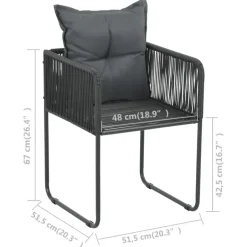vidaXL - 7-delige Tuinset met kussens - Zwart - PVC-rattan - 184.5x90 cm New