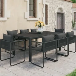 vidaXL - 9-delige Tuinset met kussens - Zwart - PVC-rattan - 184.5x90 cm Best