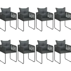 vidaXL - 9-delige Tuinset met kussens - Zwart - PVC-rattan - 184.5x90 cm Best