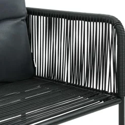 vidaXL - 9-delige Tuinset met kussens - Zwart - PVC-rattan - 184.5x90 cm Best