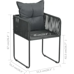 vidaXL - 9-delige Tuinset met kussens - Zwart - PVC-rattan - 184.5x90 cm Best