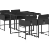vidaXL - 5-delige Tuinset met kussens - Zwart - PE rattan en glas - 110x106 cm New
