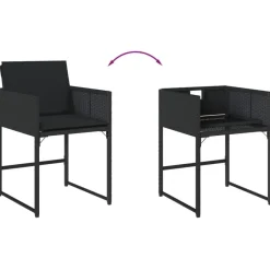 vidaXL - 5-delige Tuinset met kussens - Zwart - PE rattan en glas - 110x106 cm New