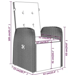vidaXL - 9-delige Tuinset met kussens 8 grijs verstelbaar stoelen - 200x100 cm Hot