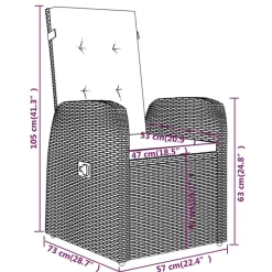 vidaXL - 9-delige Tuinset met kussens 8 grijs verstelbaar stoelen - 200x100 cm Hot