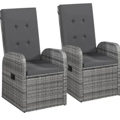 vidaXL - 9-delige Tuinset met kussens 8 grijs verstelbaar stoelen - 200x100 cm Hot