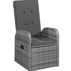 vidaXL - 9-delige Tuinset met kussens 8 grijs verstelbaar stoelen - 200x100 cm Hot