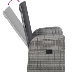 vidaXL - 9-delige Tuinset met kussens 8 grijs verstelbaar stoelen - 200x100 cm Hot