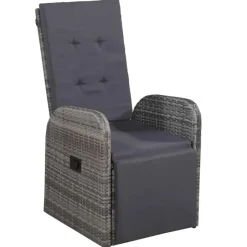 vidaXL - 9-delige Tuinset met kussens 8 grijs verstelbaar stoelen - 200x100 cm Hot